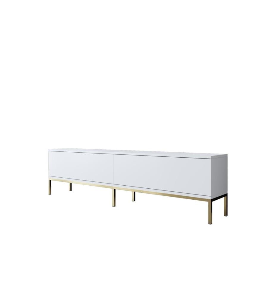 TV-Ständer, Weiss, Gold, Melaminharzbeschichtete Spanplatte, Metallbeine