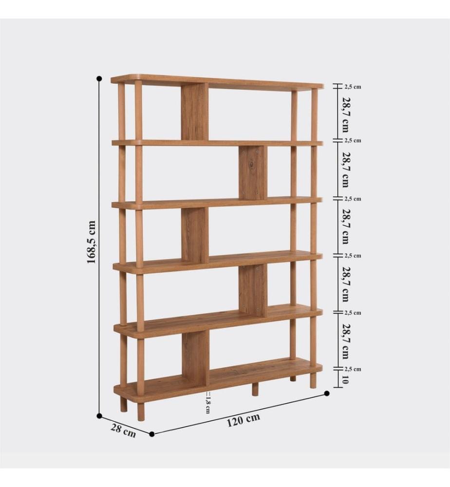 Atlantikkiefer, Bücherregale, 168,5X120X28 cm, Melaminbeschichtete Partikelplatte