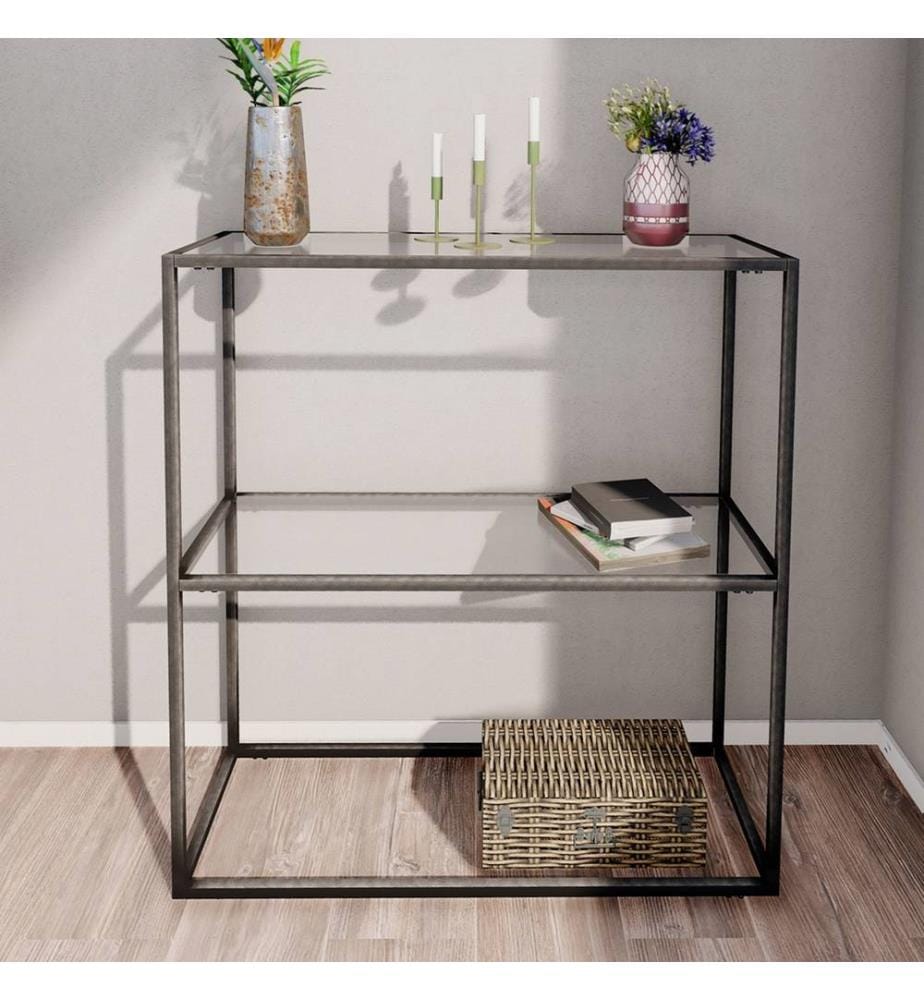 Sideboard, Schwarz, gehärtetes Glas, Rahmen: %100 Metall