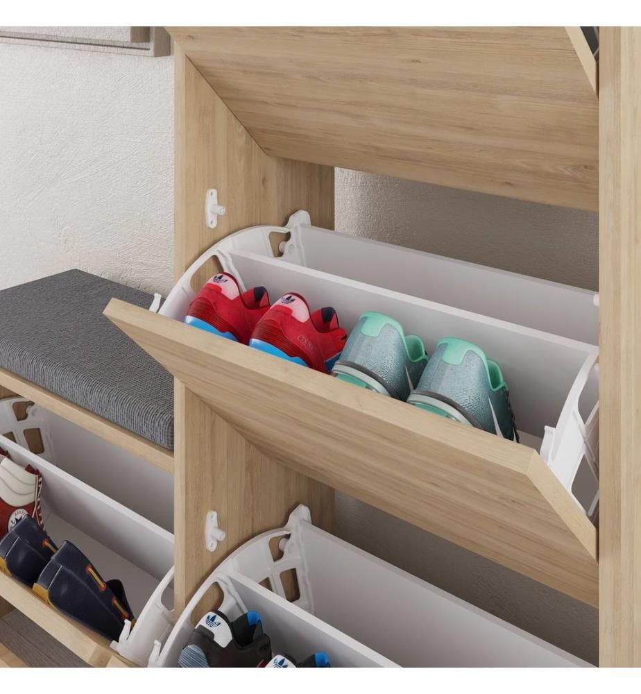 Meuble à chaussures, Chêne, Panneau de particules mélaminé