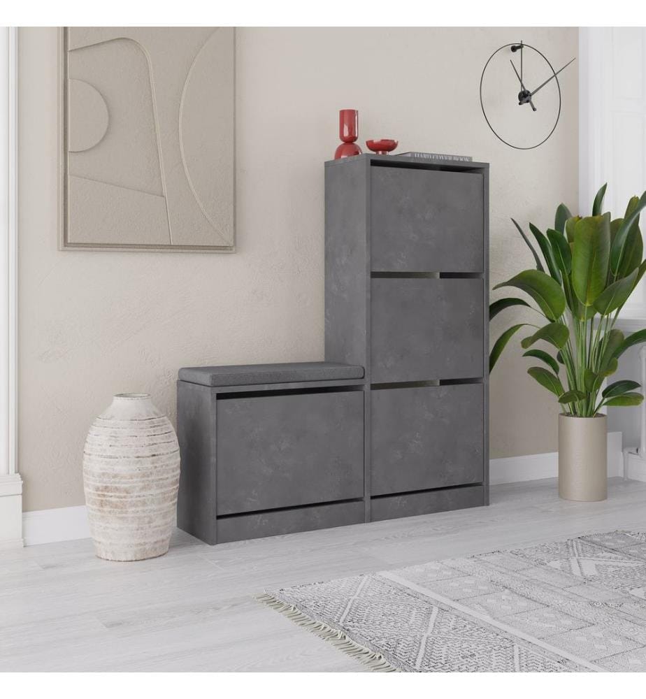 Meuble à chaussures, gris, panneau de particules mélaminé