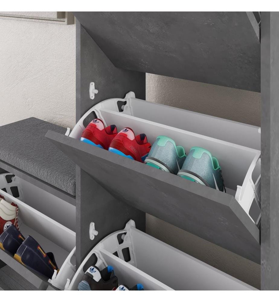 Meuble à chaussures, gris, panneau de particules mélaminé