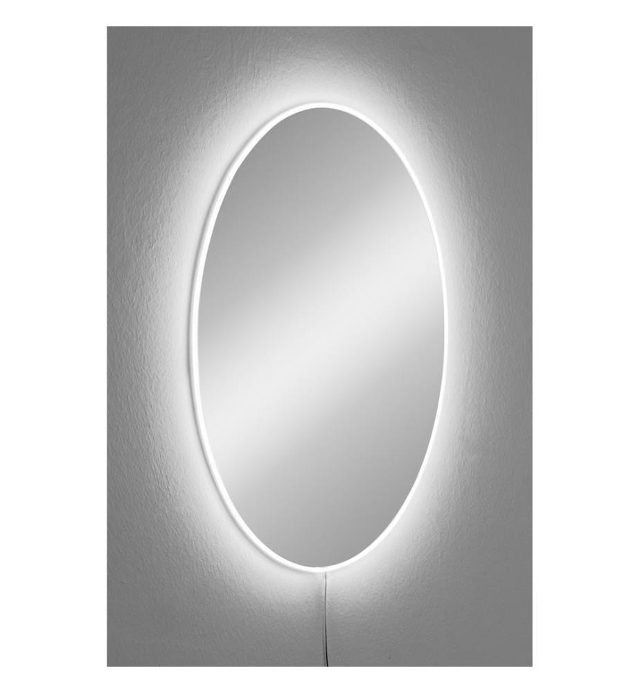Spiegel mit Led-Beleuchtung, Weiss, Shutterproof Unbreakable Mirror, Acryl Mirror With MDF Backing (Acrylspiegel mit MDF-Hintergrund)