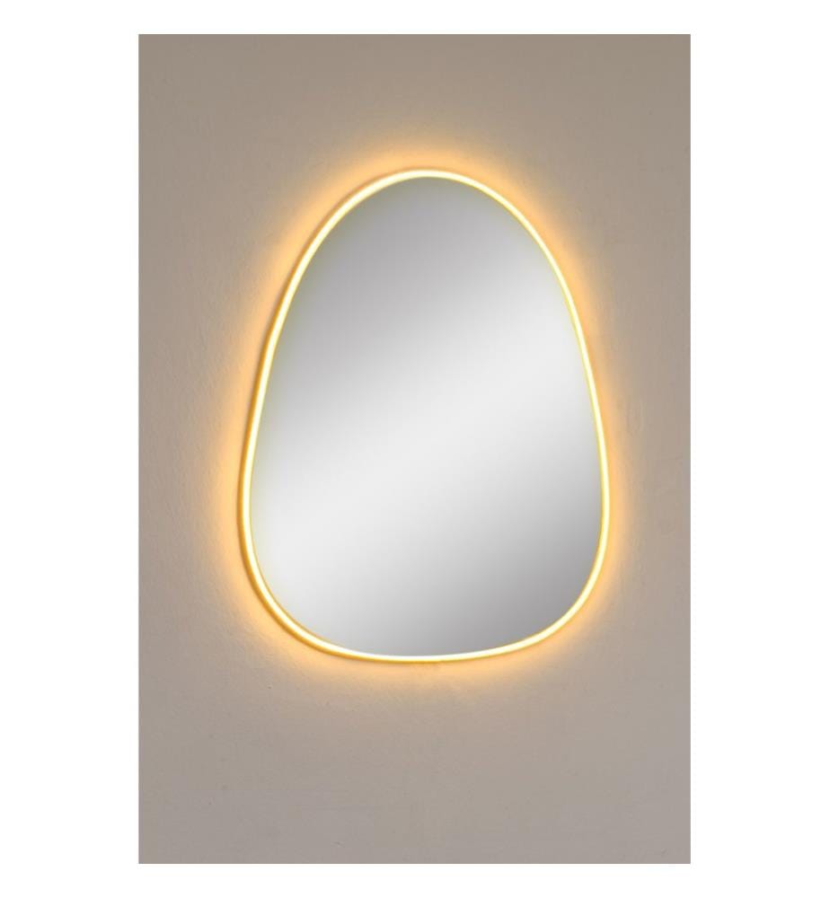 Specchio con illuminazione a LED, Giallo, Specchio infrangibile a prova di otturatore, Specchio acrilico con supporto in MDF