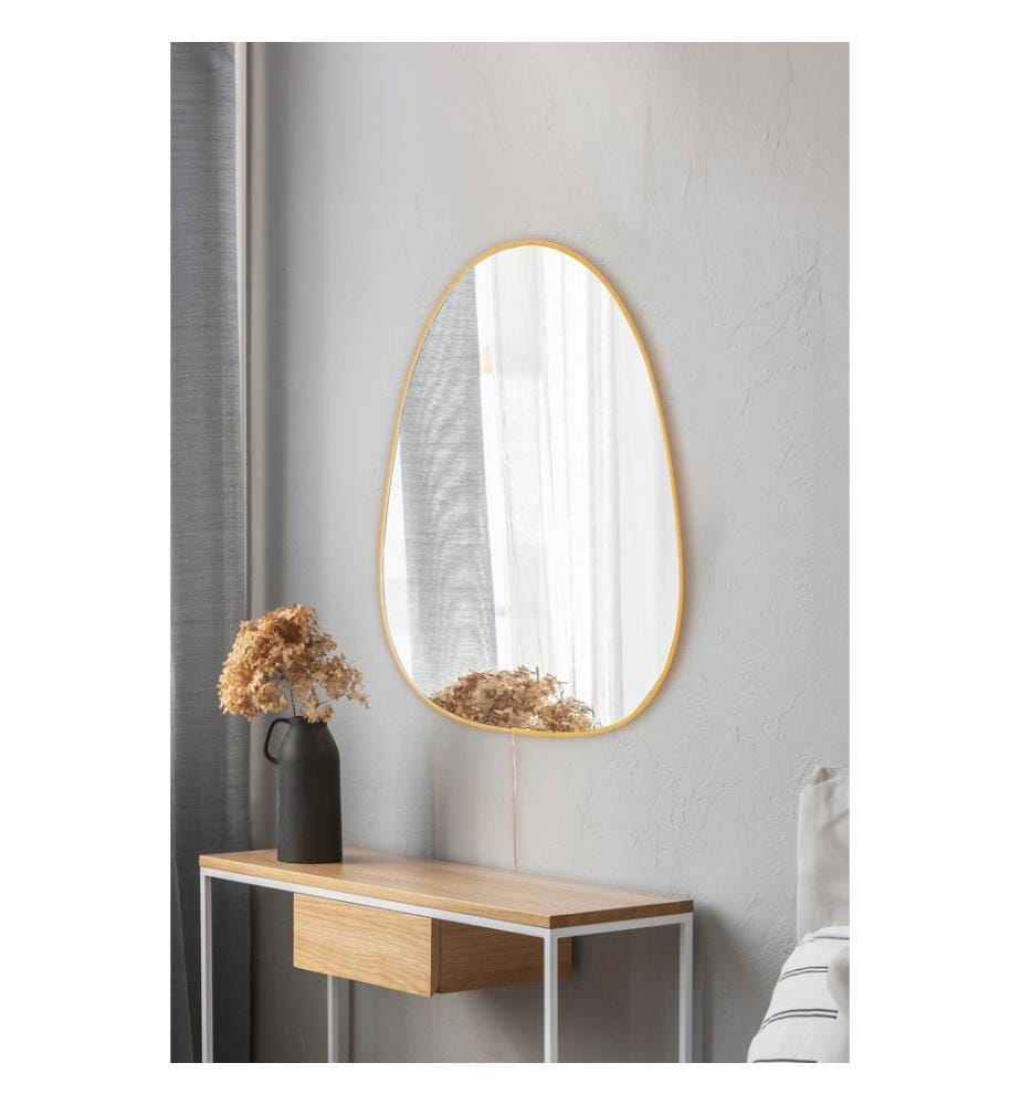 Specchio con illuminazione a LED, Giallo, Specchio infrangibile a prova di otturatore, Specchio acrilico con supporto in MDF