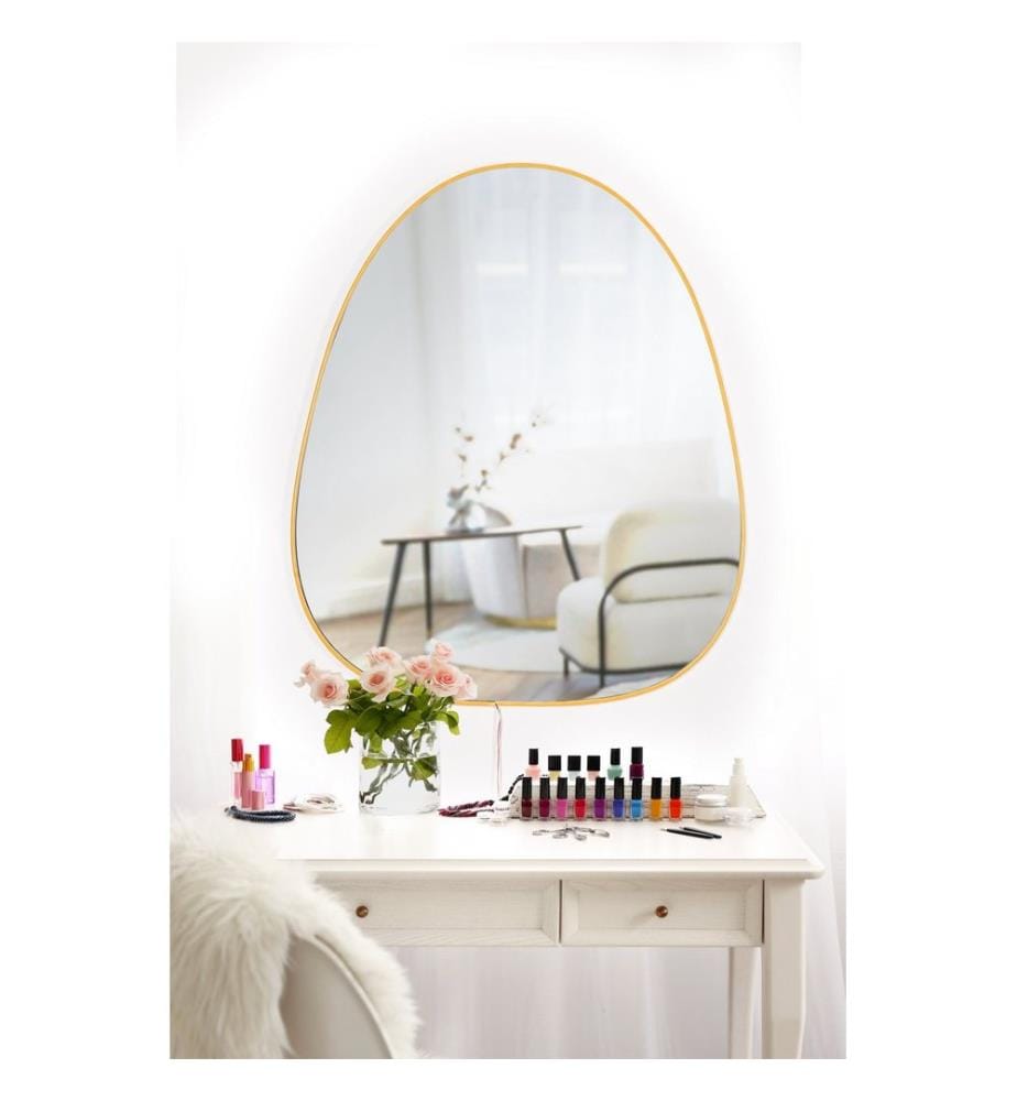 Specchio con illuminazione a LED, Giallo, Specchio infrangibile a prova di otturatore, Specchio acrilico con supporto in MDF