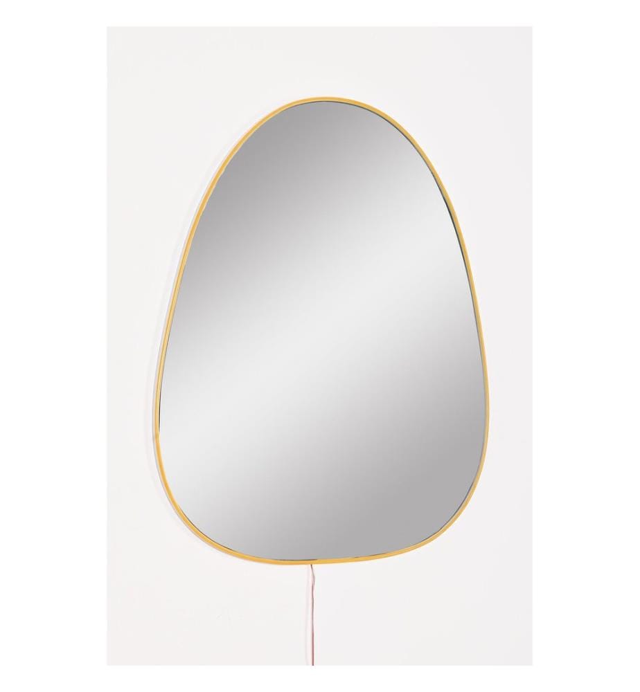 Specchio con illuminazione a LED, Giallo, Specchio infrangibile a prova di otturatore, Specchio acrilico con supporto in MDF