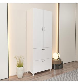 Bianco, Armadi Per Scarpe, 163.6X60X31,5 cm, Piastra Di Particelle Con Rivestimento Melamina