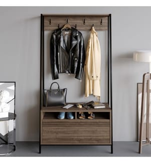 Colore In Noce, Nero, Supporto Per Il Guardaroba, 180X94X35,3 cm, Piastra Di Particelle Con Rivestimento Melamina