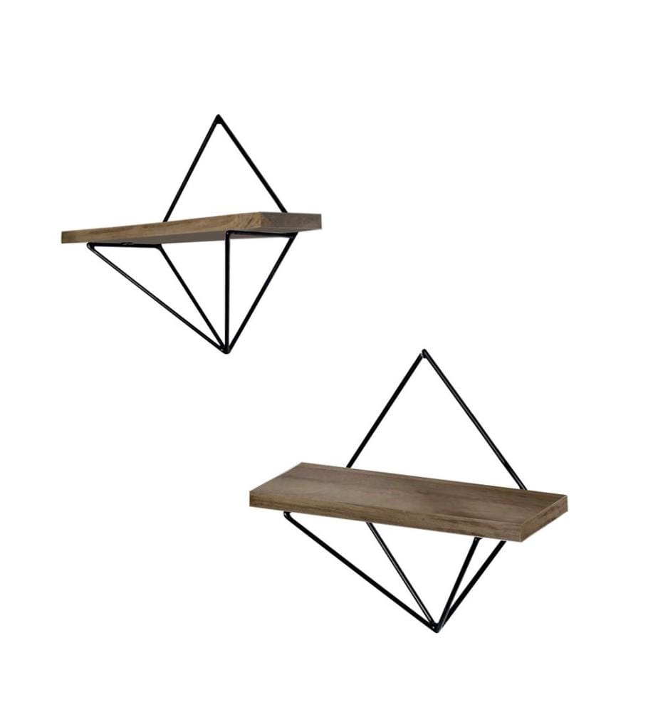 Wandregal, Nussbaumfarbe, Schwarz, Fichteholz