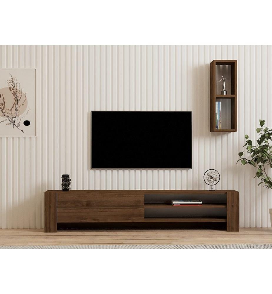 Meuble TV, Noyer, 100% Melamine Coated Particle Board