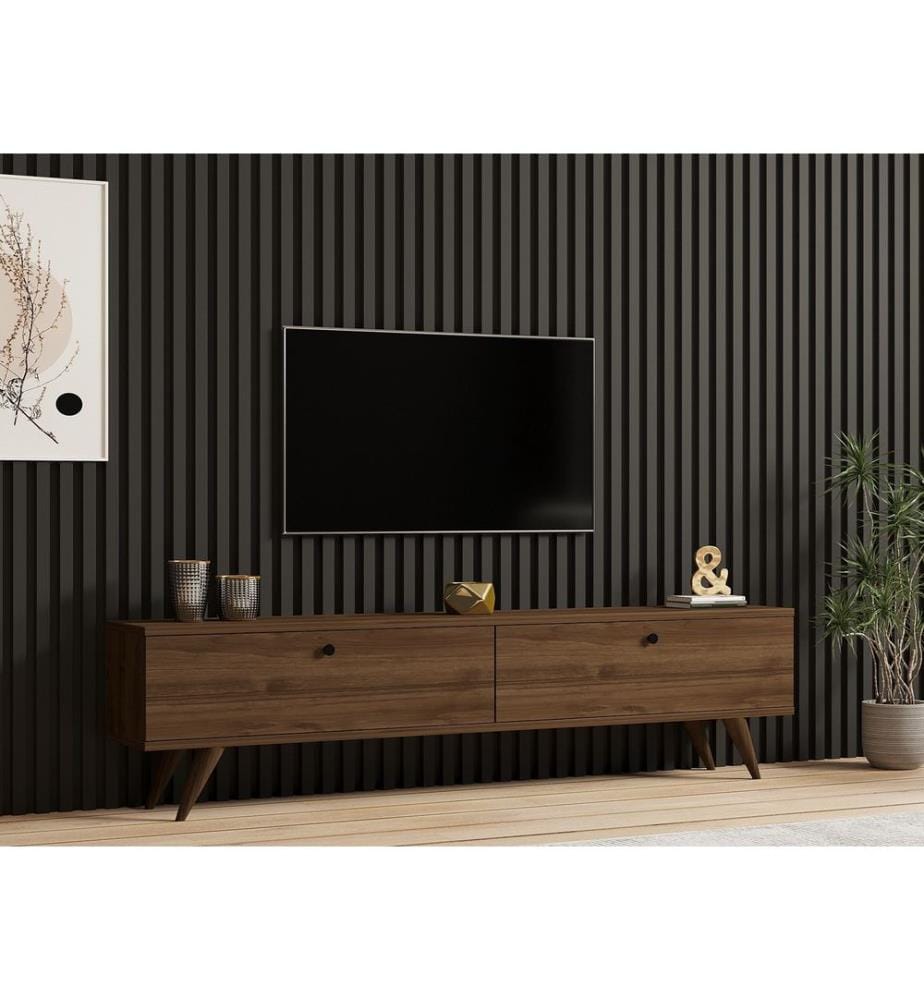 TV-Ständer, Walnuss, 100% Melaminharzbeschichtete Spanplatte