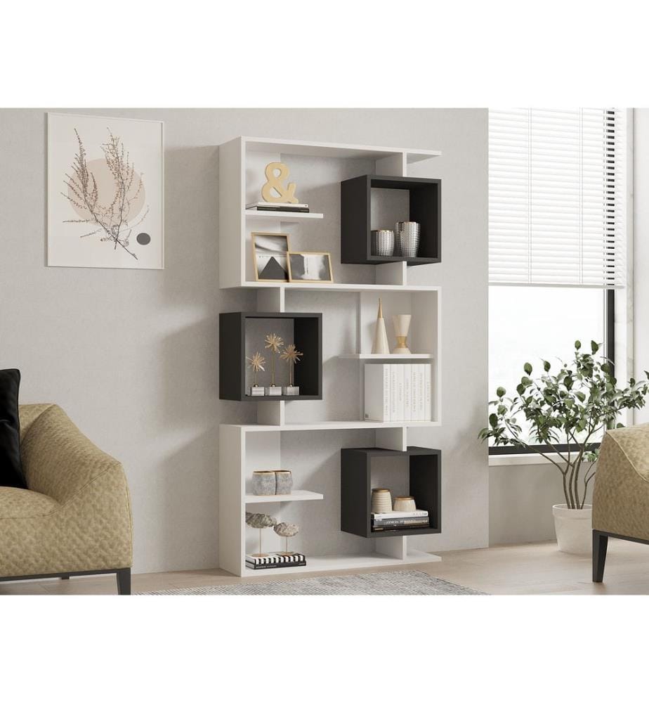 Libreria, Bianco Piastra Di Particelle Antracite, Di Melamina