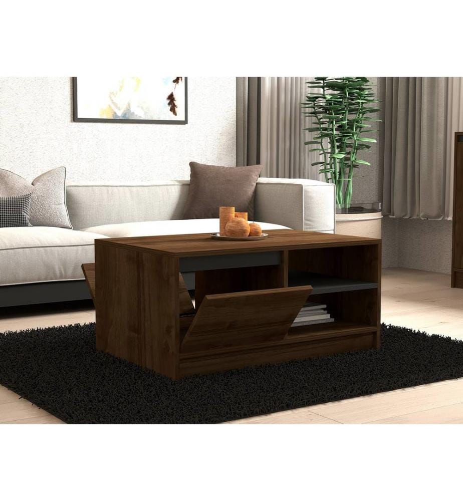 Couchtisch, Nussbaum, Anthrazit, Melaminharzbeschichtete Spanplatte