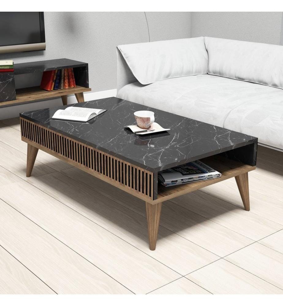 Coffee Table, WalnutBlack, Melamine Coated Particle Board