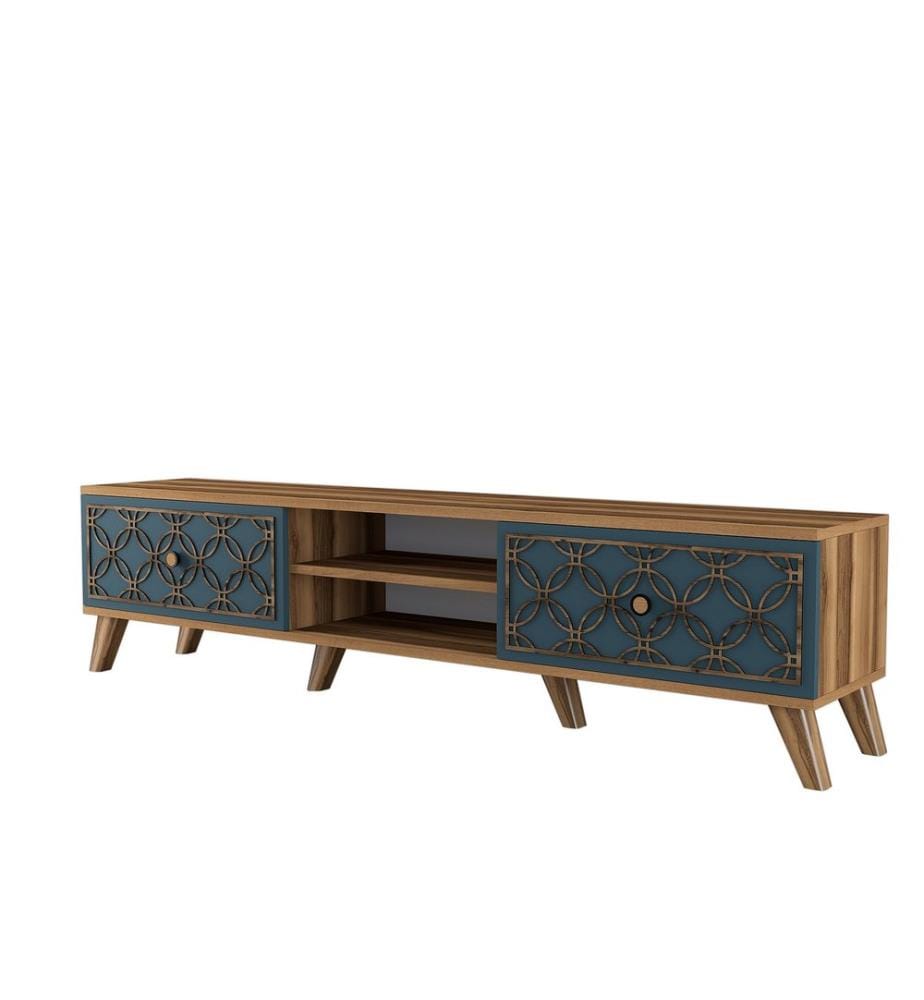 Nussbaumfarbe,Chalcedon, Tv Schränke, 44X180X35 cm, Melaminbeschichtete Partikelplatte