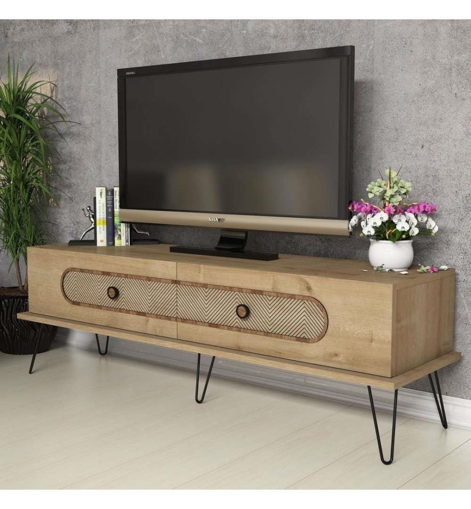 Eichenfarbig, Tv Schränke, 45X145X40 cm, Melaminbeschichtete Partikelplatte