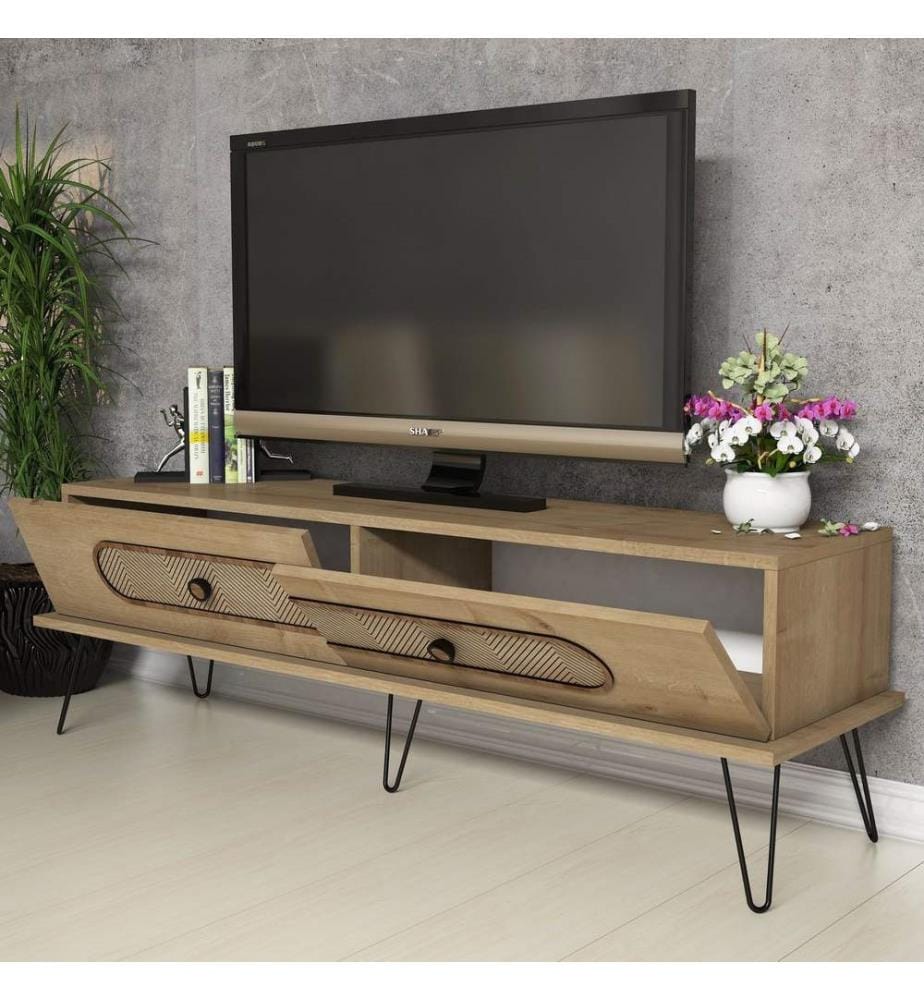 Eichenfarbig, Tv Schränke, 45X145X40 cm, Melaminbeschichtete Partikelplatte