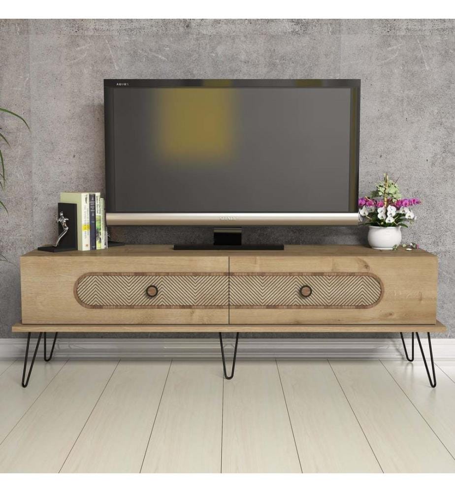 Eichenfarbig, Tv Schränke, 45X145X40 cm, Melaminbeschichtete Partikelplatte