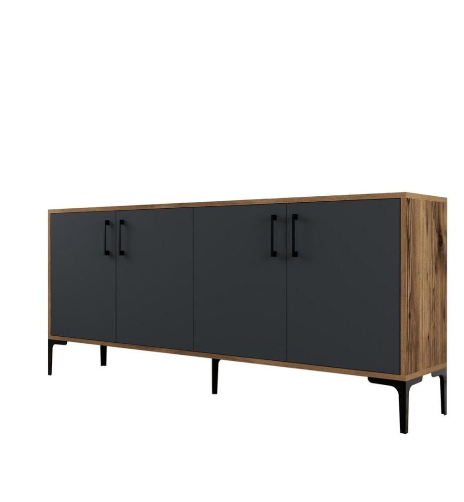 Console, WalnutAnthracite, Melamine Coated Particle Board