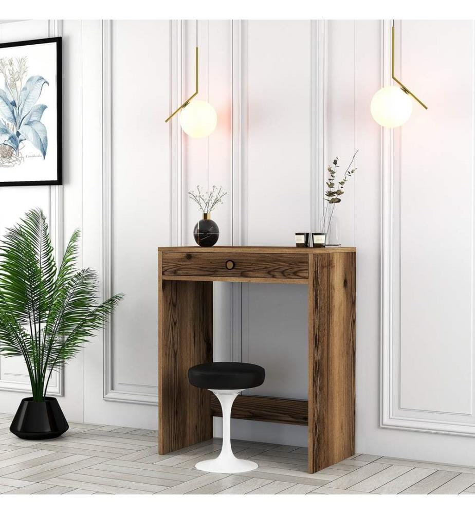 Table de maquillage, Noyer, Panneau de particules mélaminé