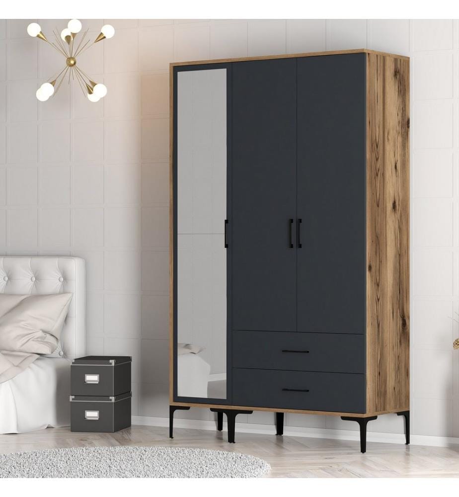 Armoire, Noyer, Anthracite, Panneau de particules mélaminé