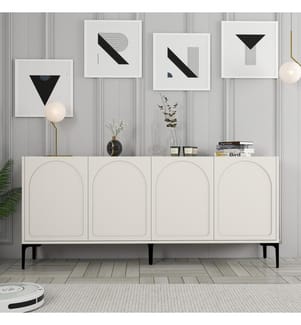 Konsole, Creme, Schwarz, 100% Melamine beschichtete Spanplatte