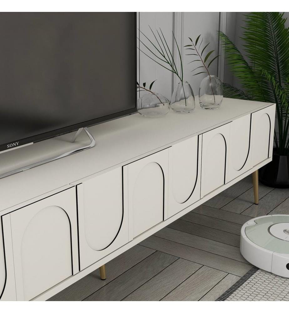 TV-Element, Creme, Gold, 100% Melaminharzbeschichtete Spanplatte