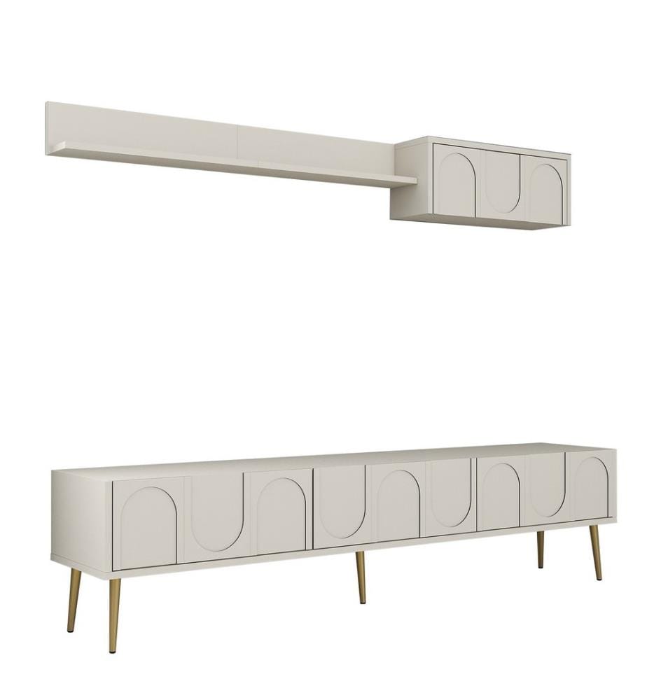 TV-Element, Creme, Gold, 100% Melaminharzbeschichtete Spanplatte