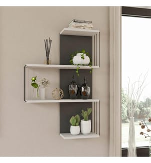 Bianco, Antracite, Scaffale A Parete, 96X64X19 cm, Piastra Di Particelle Con Rivestimento Di Melamina