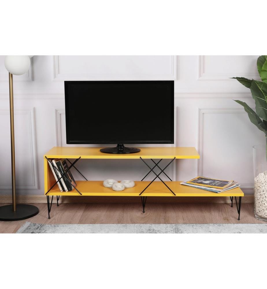 Jaune, Armoires Tv, 40X120X30 cm, Plaque De Particules Enrobée De Mélamine