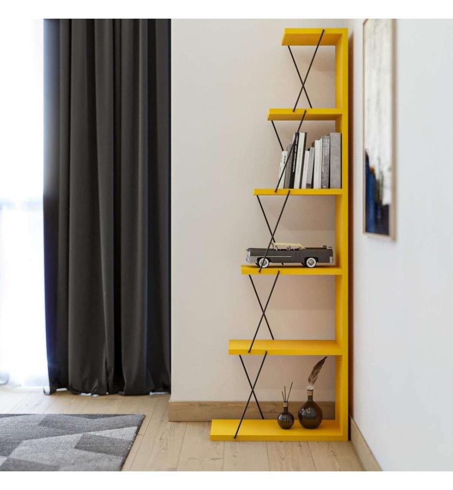 Giallo, Nero, Scaffali, 150X50X22 cm, Piastra Di Particelle Con Rivestimento A Melamina