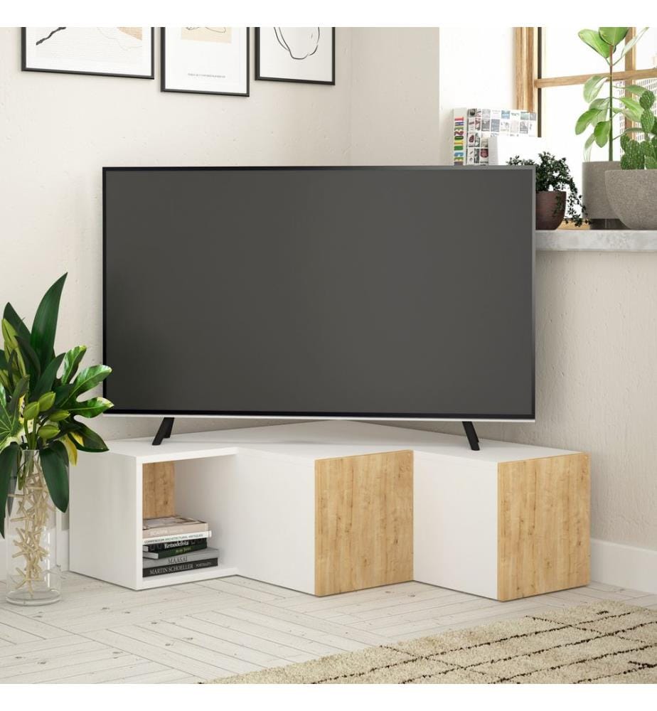 Weiss,Eiche, Tv Schränke, 32X90X92 cm, Melaminbeschichtete Partikelplatte