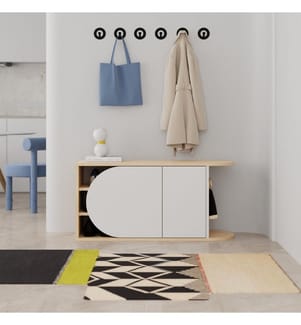 Scarpiera, Rovere, Bianco, Pannelli di particelle rivestiti in melamina