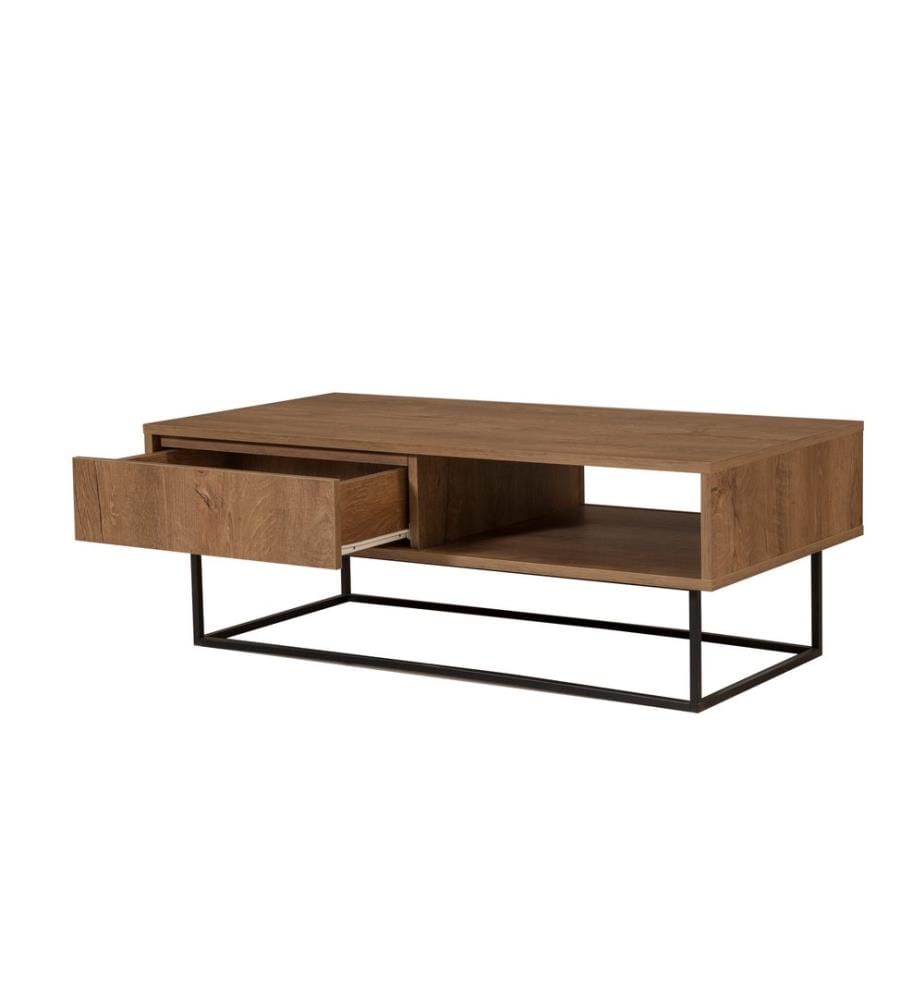 Couleur Noix, Noir, Tables Basses, 43X120X60 cm, Assiette De Particules Enrobée De Mélamine
