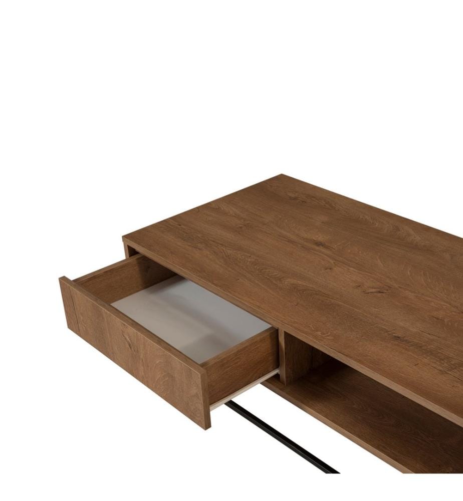 Couleur Noix, Noir, Tables Basses, 43X120X60 cm, Assiette De Particules Enrobée De Mélamine