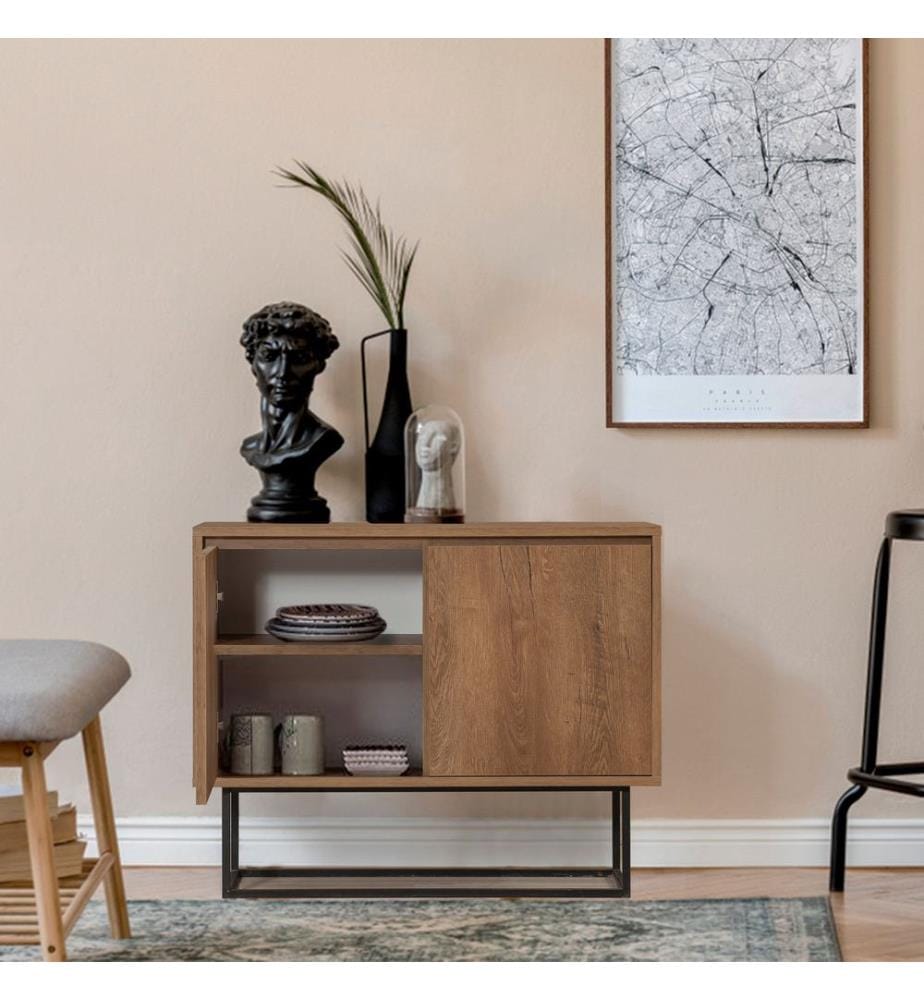 Console, WalnutBlack, Melamine Coated Particle Board