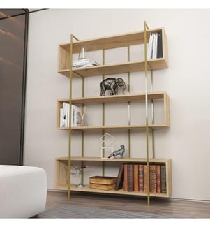 Scaffale, Rovere, Oro, Pannello di particelle rivestito di melamina