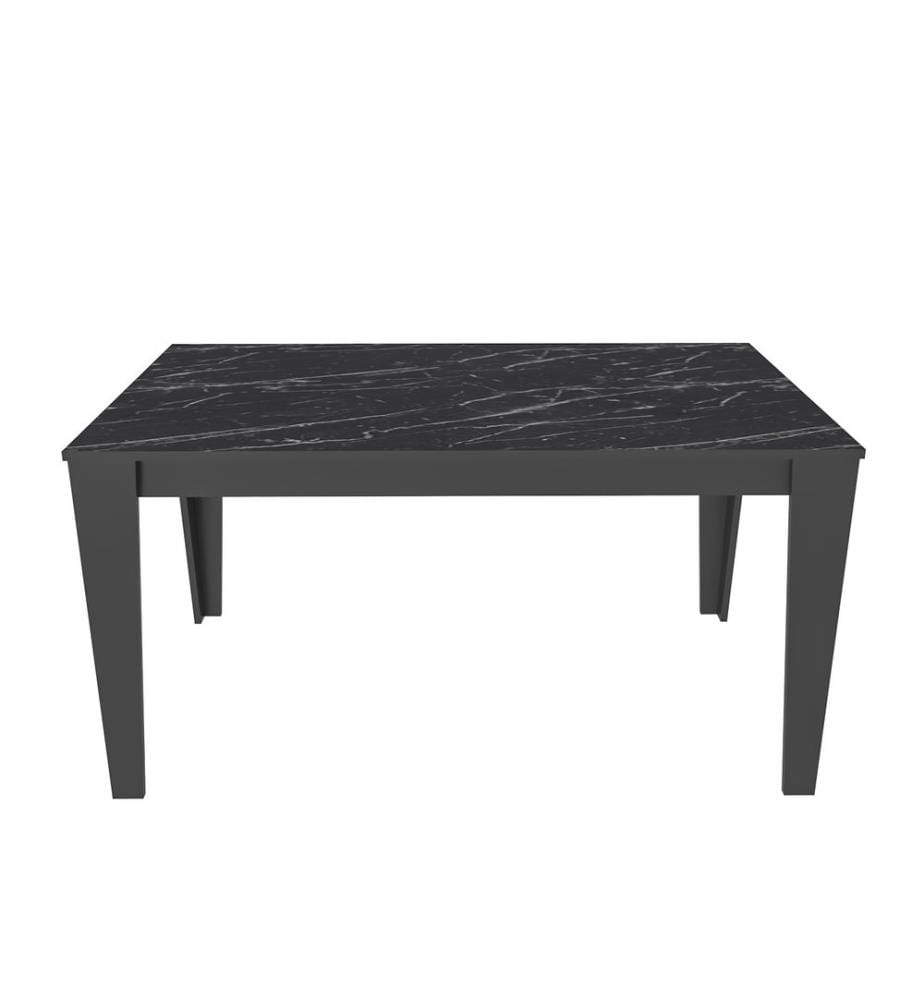 Table de salle à manger, Noir, Marbre, Panneau de particules mélaminé