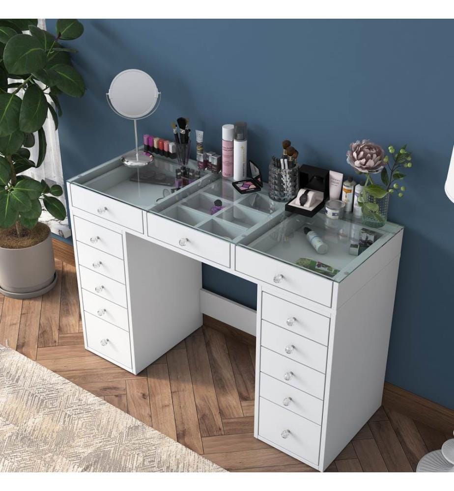 Table de maquillage, blanc, mélaminé E1 Quality Chipboard