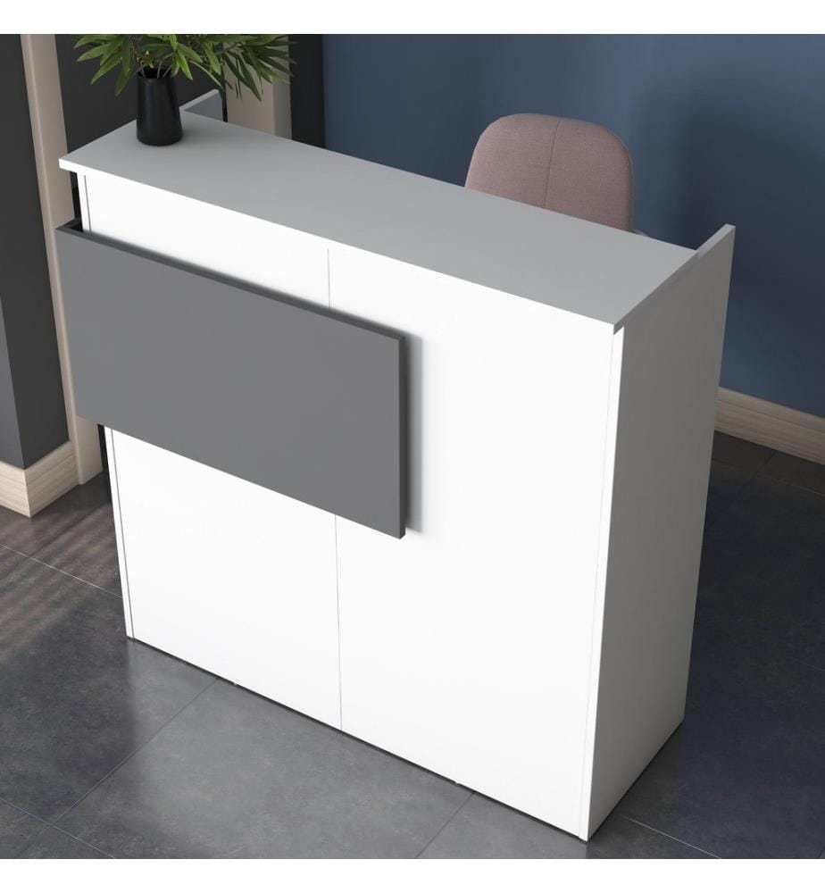 Table de réception, blanc, marbre, panneau de particules mélaminé E1