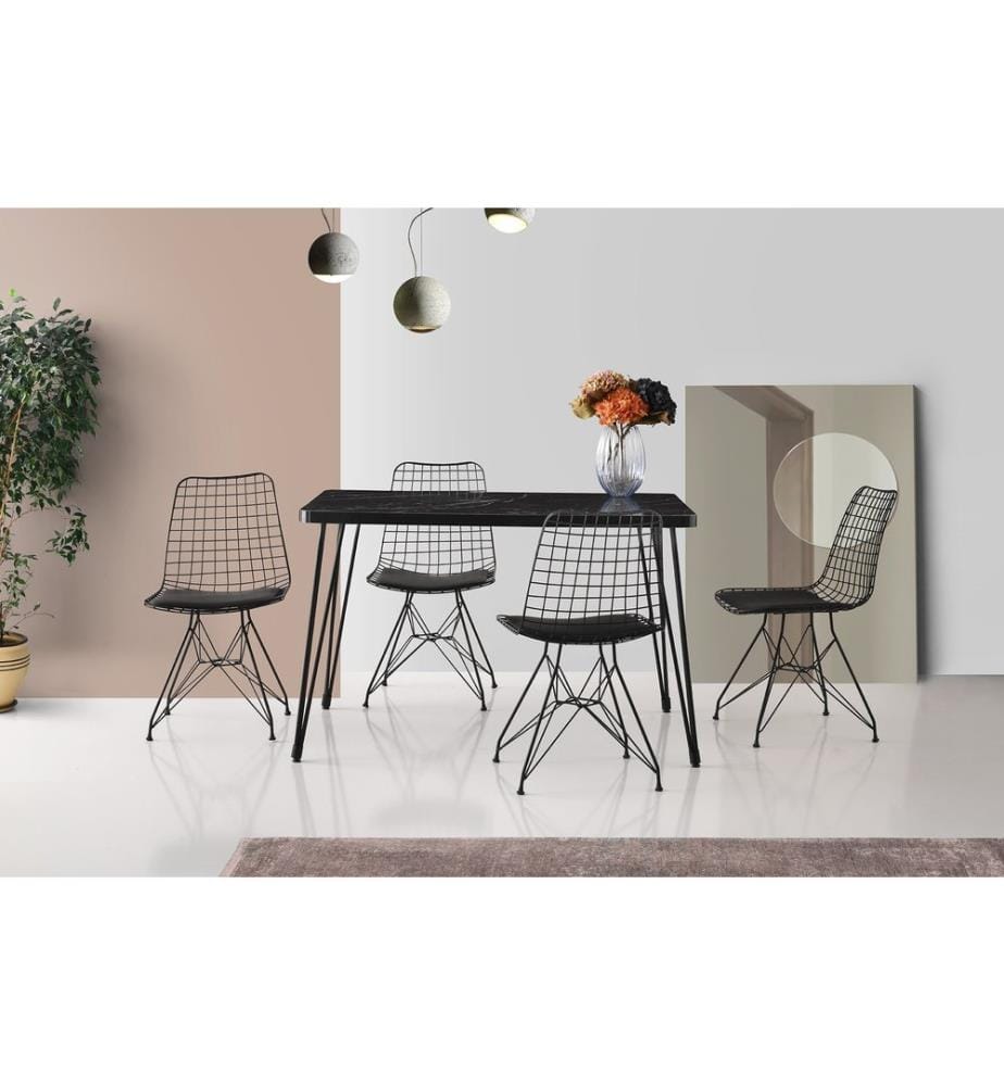Table À Manger, Noire, Plaque De Particules Recueillies En Mélamine