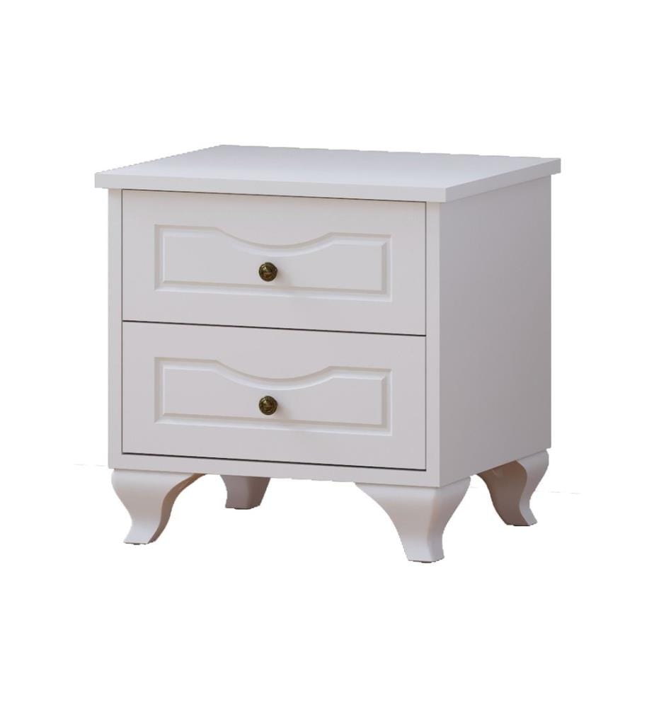 Table de nuit, blanc mat, 100 % panneau de particules de qualité E1 revêtu de mélamine
