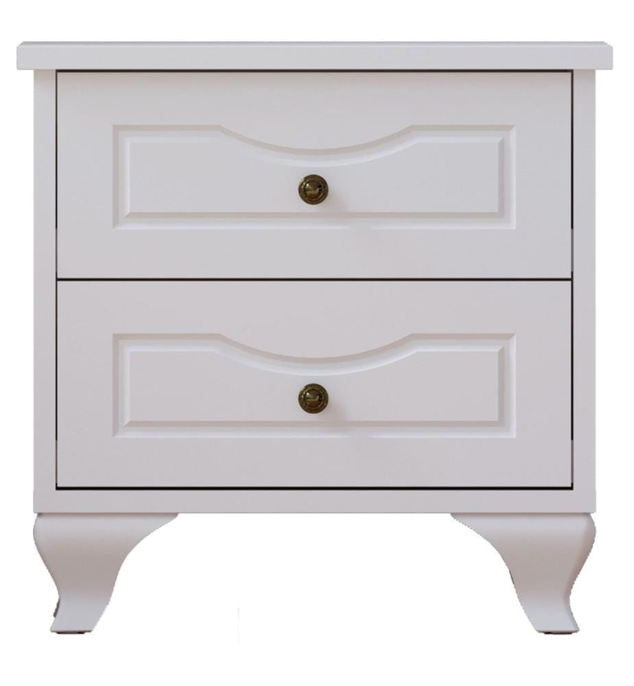 Table de nuit, blanc mat, 100 % panneau de particules de qualité E1 revêtu de mélamine
