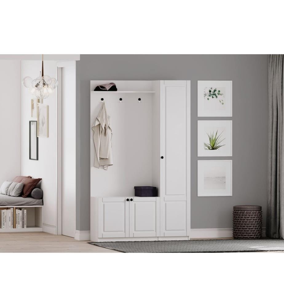 Portemanteau, blanc mat, 100 % panneau de particules de qualité E1 mélaminé