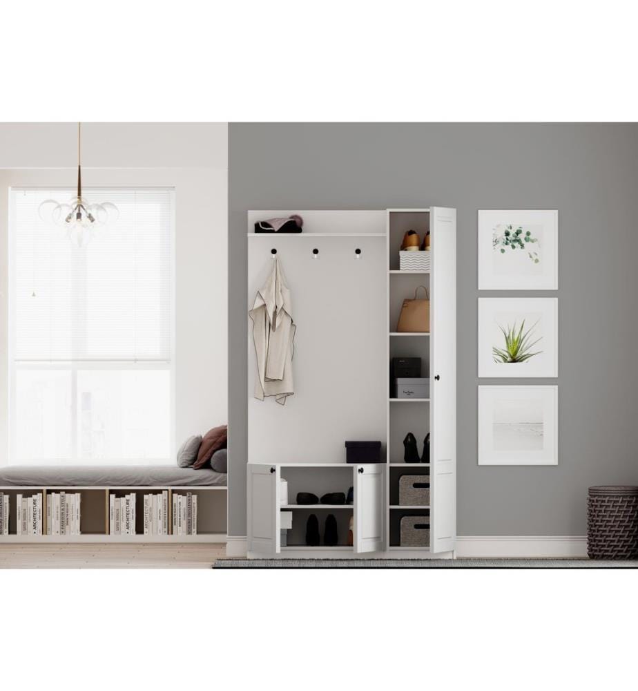 Portemanteau, blanc mat, 100 % panneau de particules de qualité E1 mélaminé