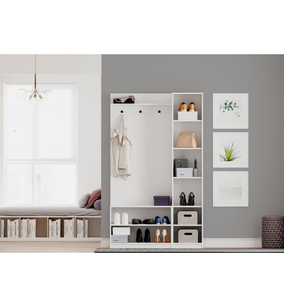 Portemanteau, blanc mat, 100 % panneau de particules de qualité E1 mélaminé