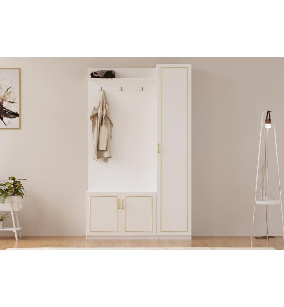 Portemanteau, blanc mat, 100 % panneau de particules de qualité E1 mélaminé