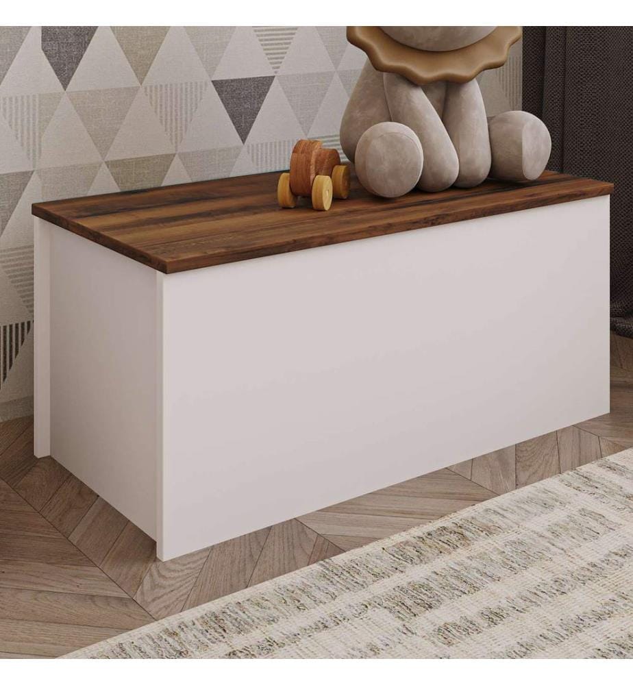 Commode, blanc, noyer, 100 % panneau de particules mélaminé