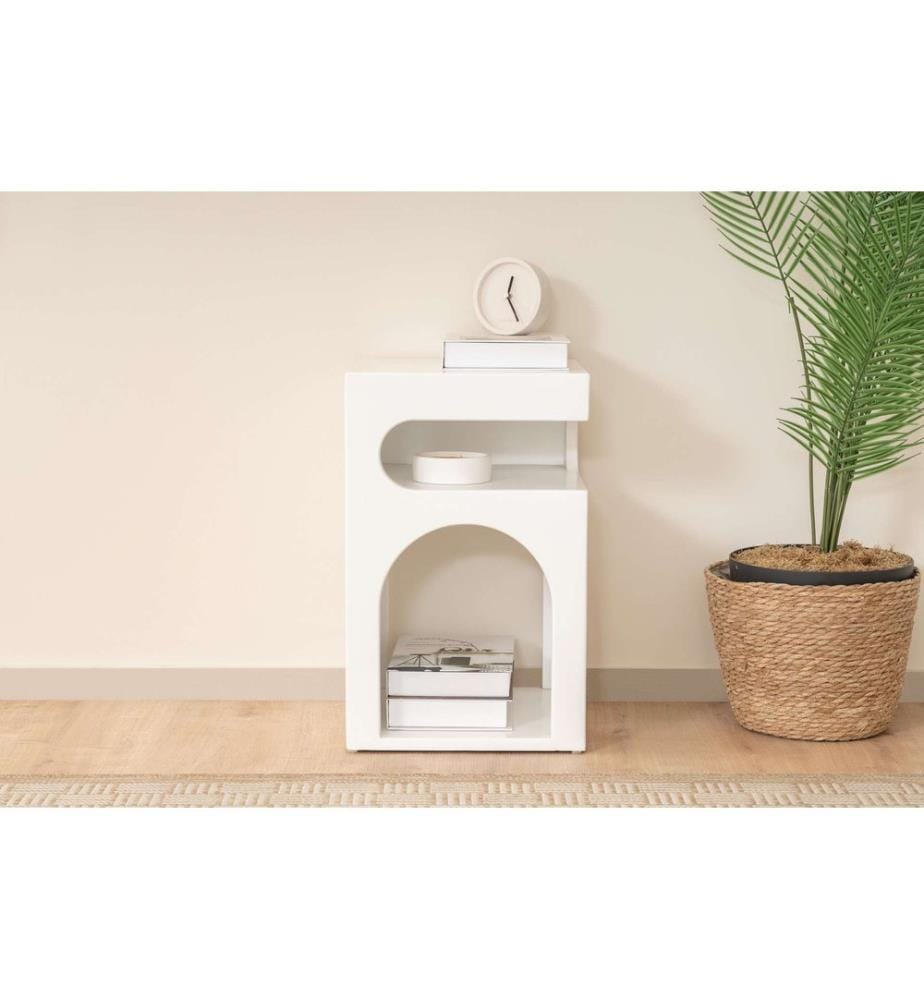 Nachttisch, weiss, 100 % lackiertes MDF
